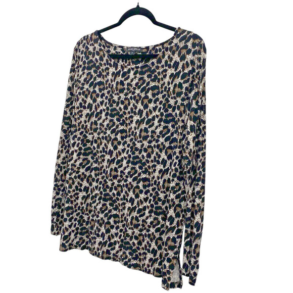 Mario Serrani Long Sleeve Tunic Top-Womens L-Trendy Soft Comfy Leopard Print - Picture 6 of 10